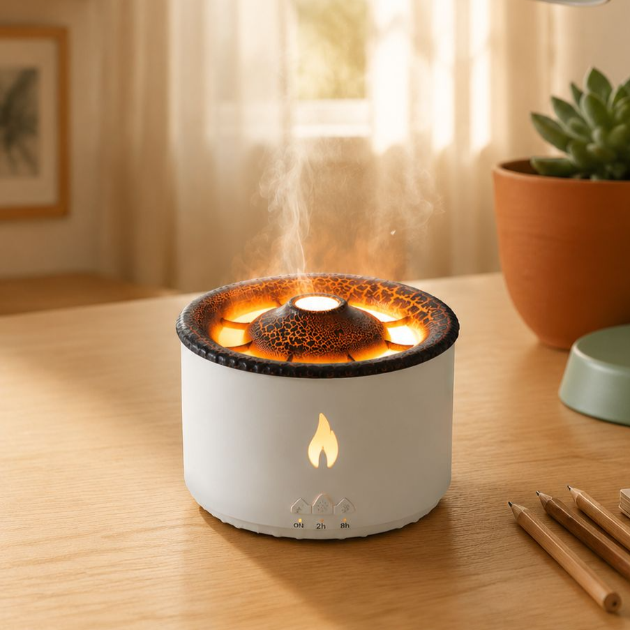 Humidificador con forma de volcán