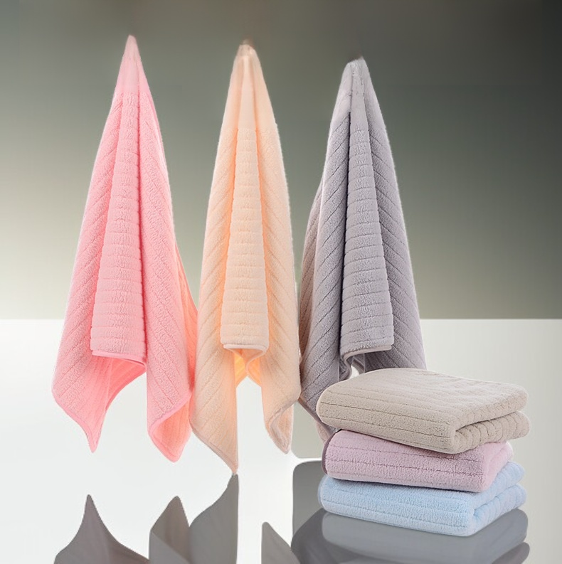 珊瑚絨小細條加厚毛巾柔軟觸感展示