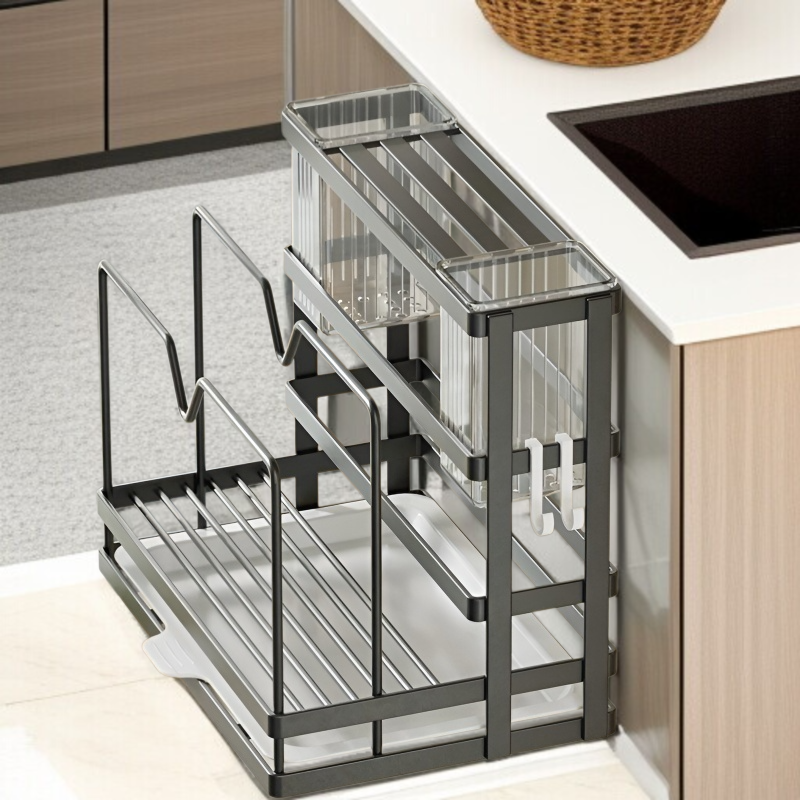 주방 다용도선반 도마 수저 냄비뚜껑 수납선반 탁상칼 칼걸이 행주 수납 바구니