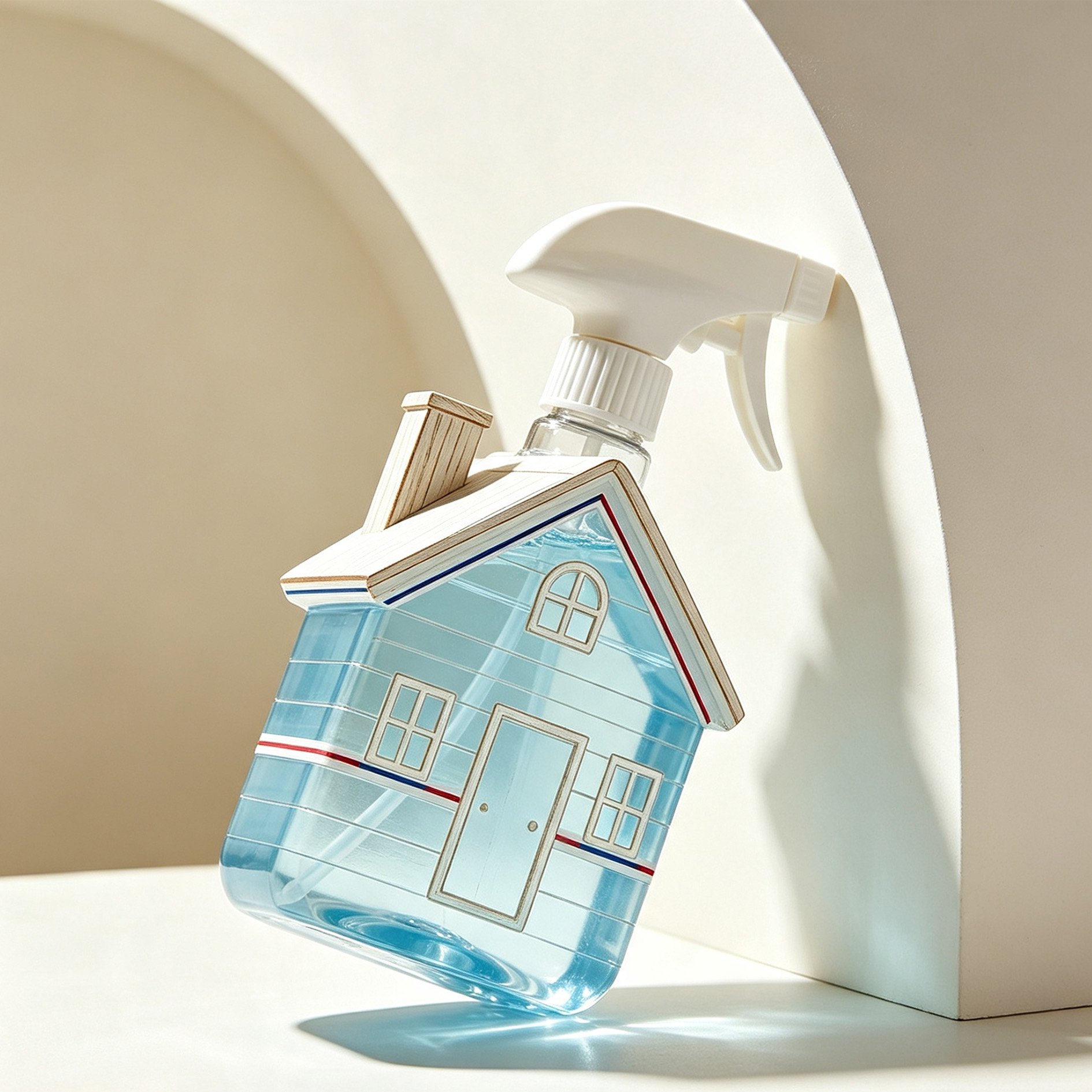 House-shaped spray bottle