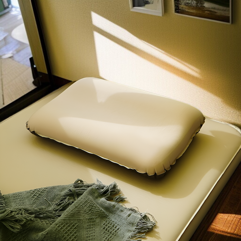 アウトドアキャンプ用自動膨張枕、軽量ポータブル、収納バッグ付き、低反発メモリーフォーム枕、人間工学に基づいた頸椎サポート、キャンプ用エアクッション枕、膨らませる必要のない旅行用枕