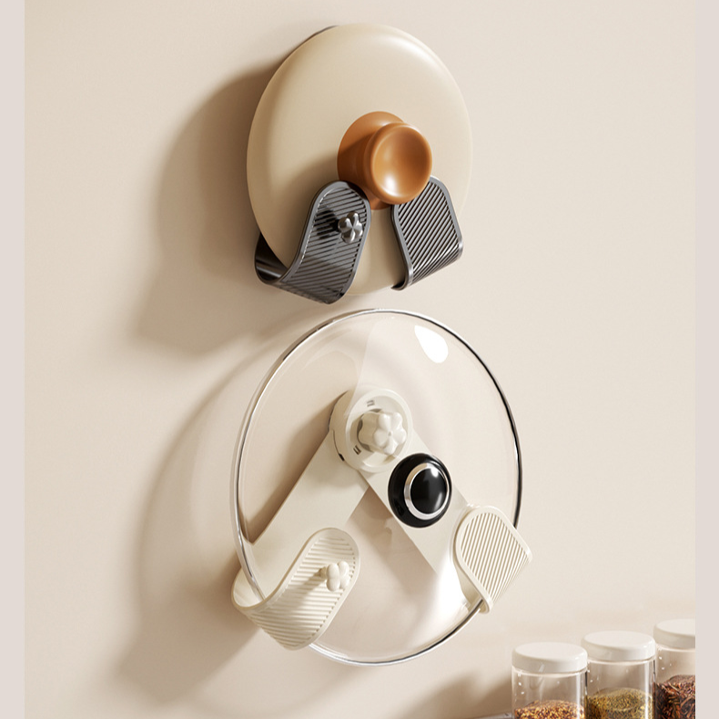 No-Drill Suction Cup Wall-Mounted Pot Lid Rack