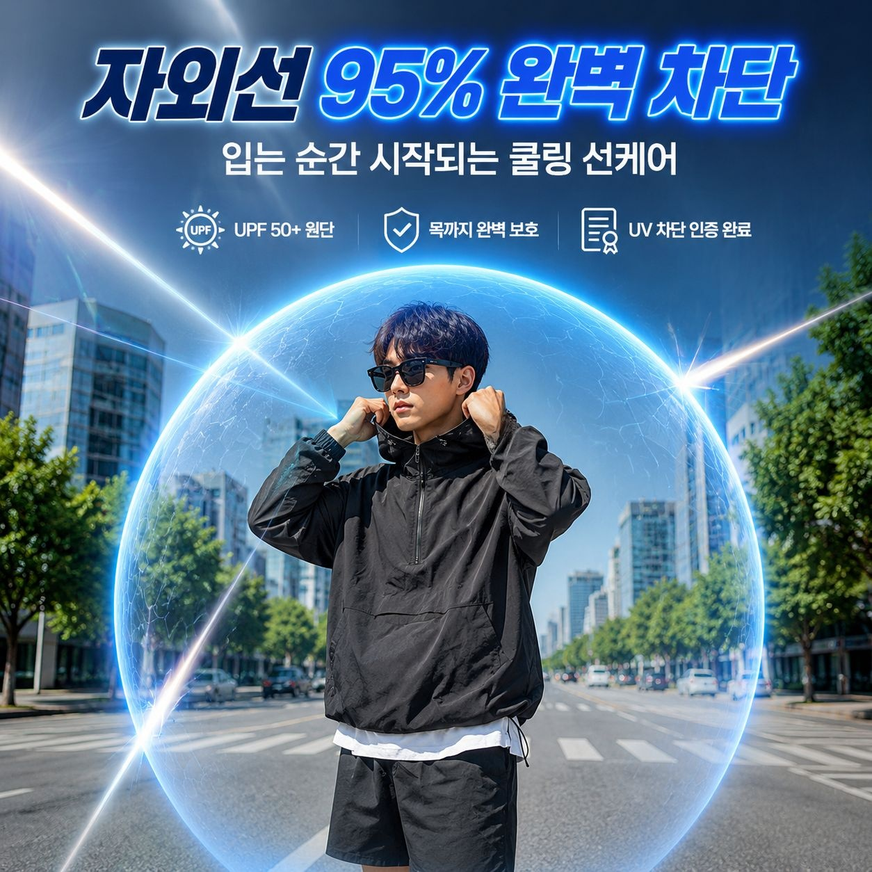한국 스타일 남성 루즈핏 썬크림 자켓 봄여름 후드 점퍼