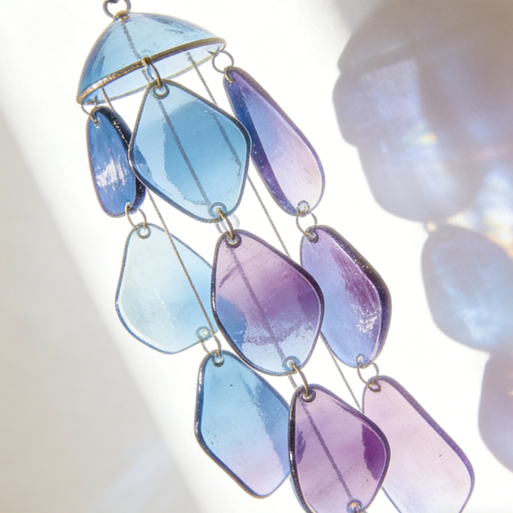 Outdoor wind chime ornament swaying in the breeze
