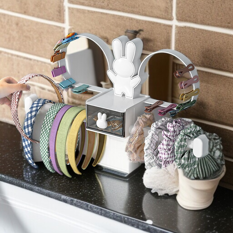 Wall mounted hair clip and accessory storage rack
