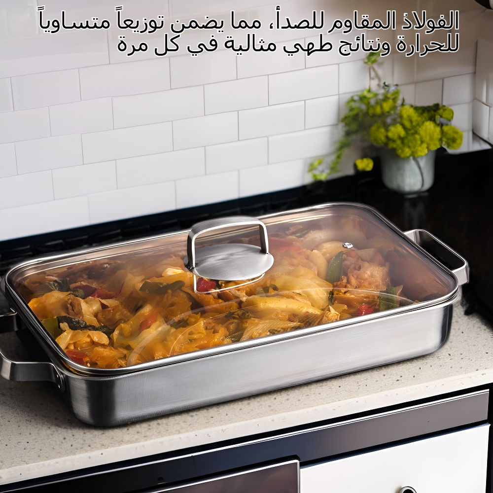متوافق مع أواني الطهي العريضة المصنوعة من الفولاذ المقاوم للصدأ