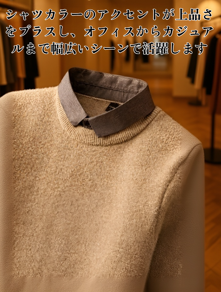 冬用厚手ベルベット素材セーター着用イメージ