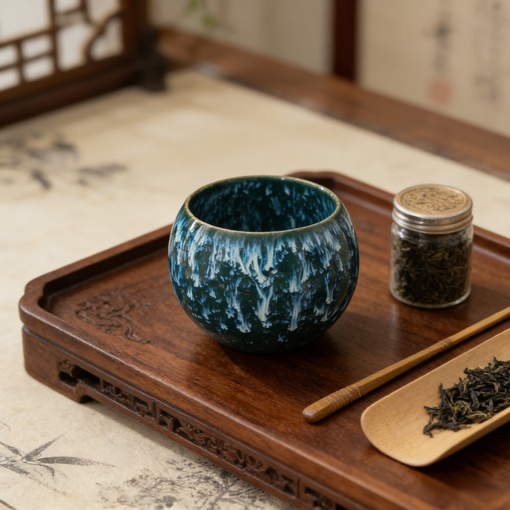 Keramik-Tee-Becher Set mit Yao-Bian Fünf-Elementen