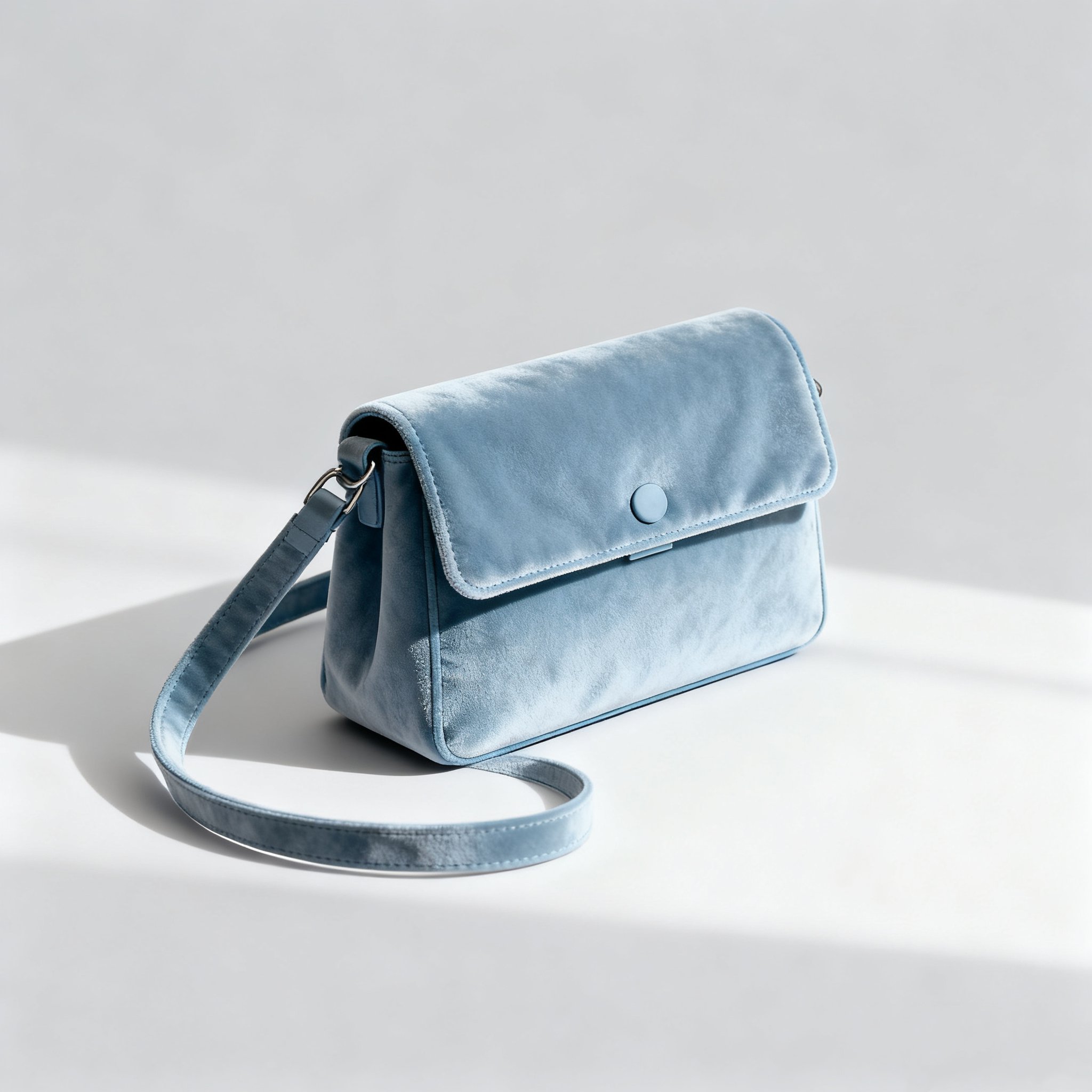 กระเป๋าสะพายข้างผู้หญิงผ้ากำมะหยี่สีน้ำเงิน