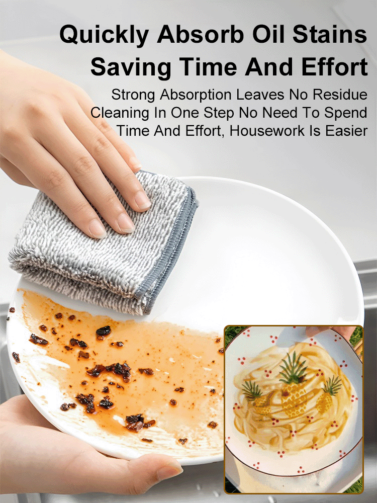 【Powerful Stain Removal】Double-Sided Silver Fiber Bamboo Charcoal Cleaning Cloth