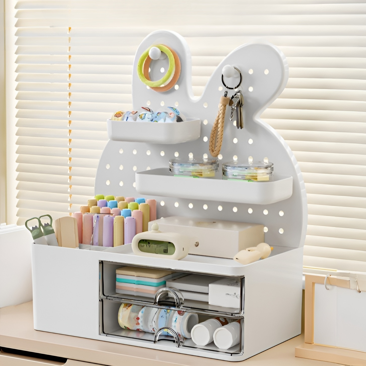 オフィス・学生寮用デスクペン立て&卓上文具収納引き出しボックス