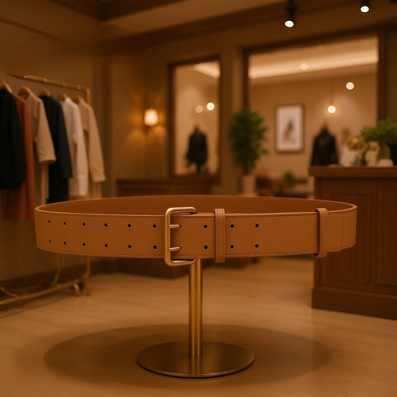 Cinturón de doble botonadura para mujer en primer plano