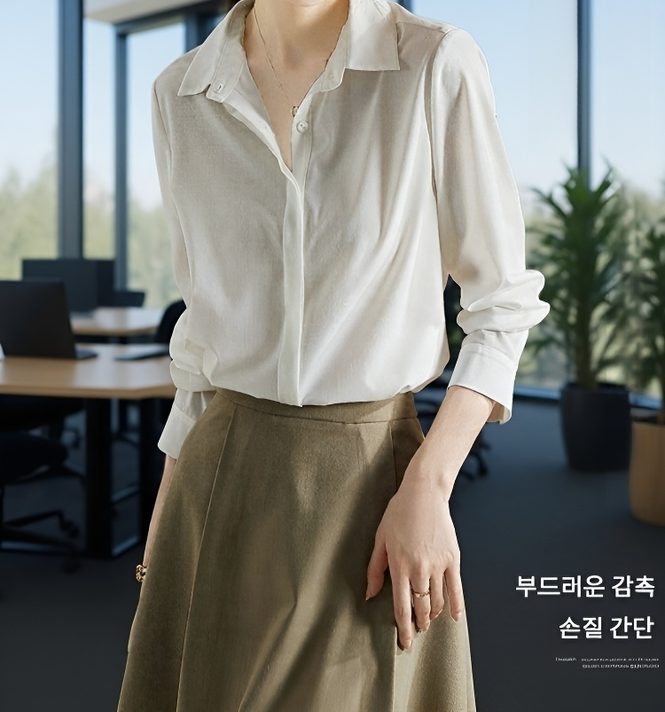 심플 쉬폰 여성 긴팔 셔츠 전체 이미지