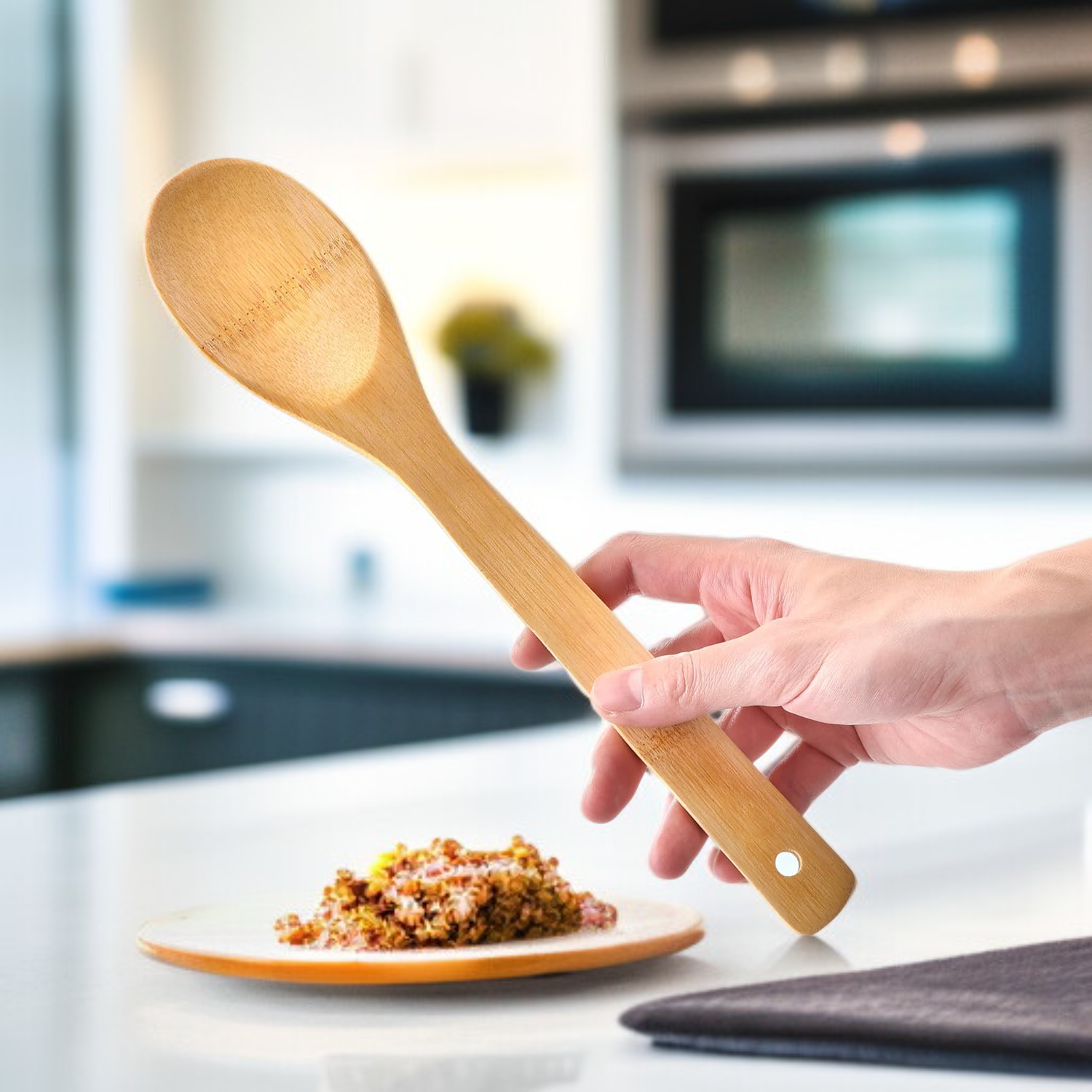 5-teiliges Küchenwerkzeug-Set aus Bio-Bambus mit Halter