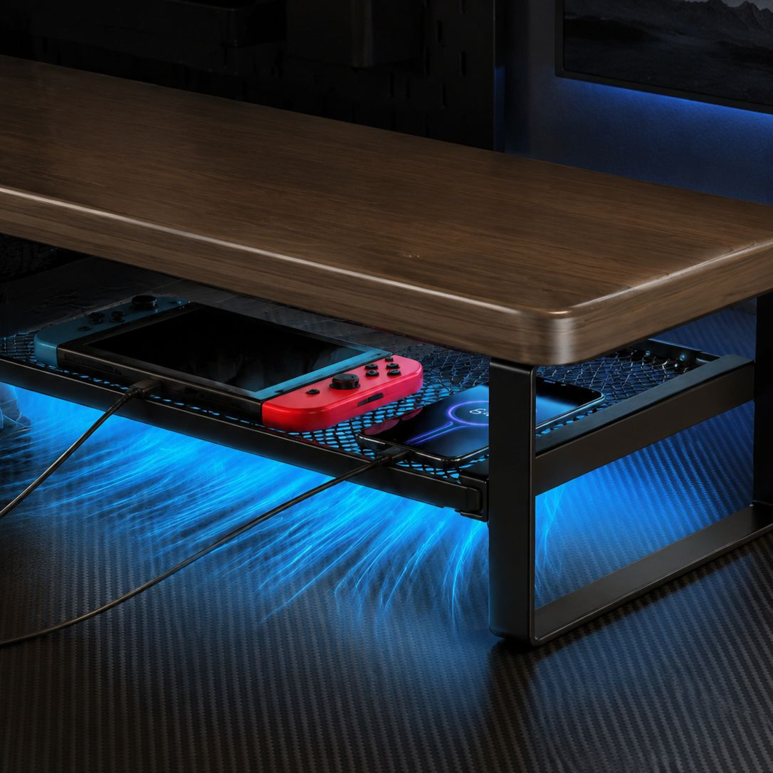 50/70/100 cm breiter Monitorständer mit Schublade, doppelstöckig, verschiebbares Tastaturfach