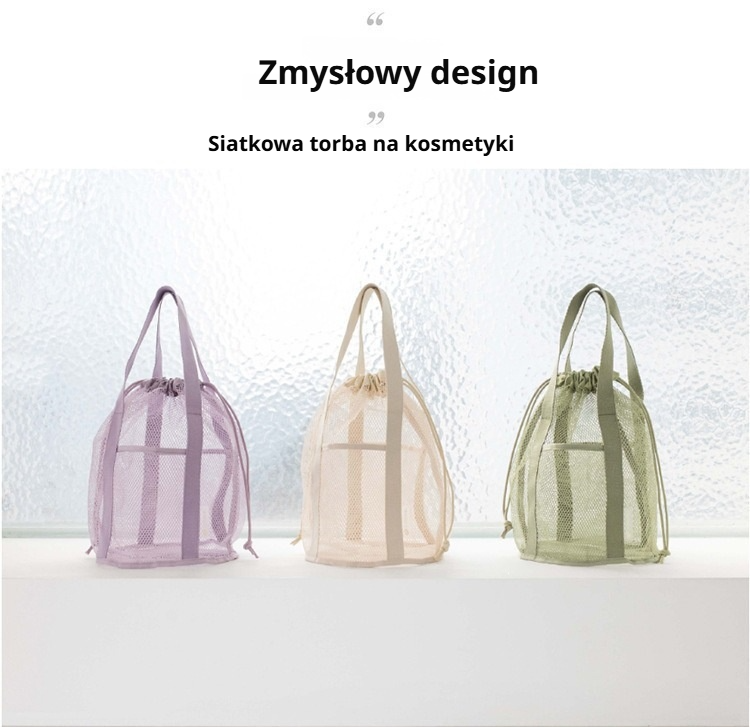 Wielofunkcyjna składana siatkowa kosmetyczka na białym tle