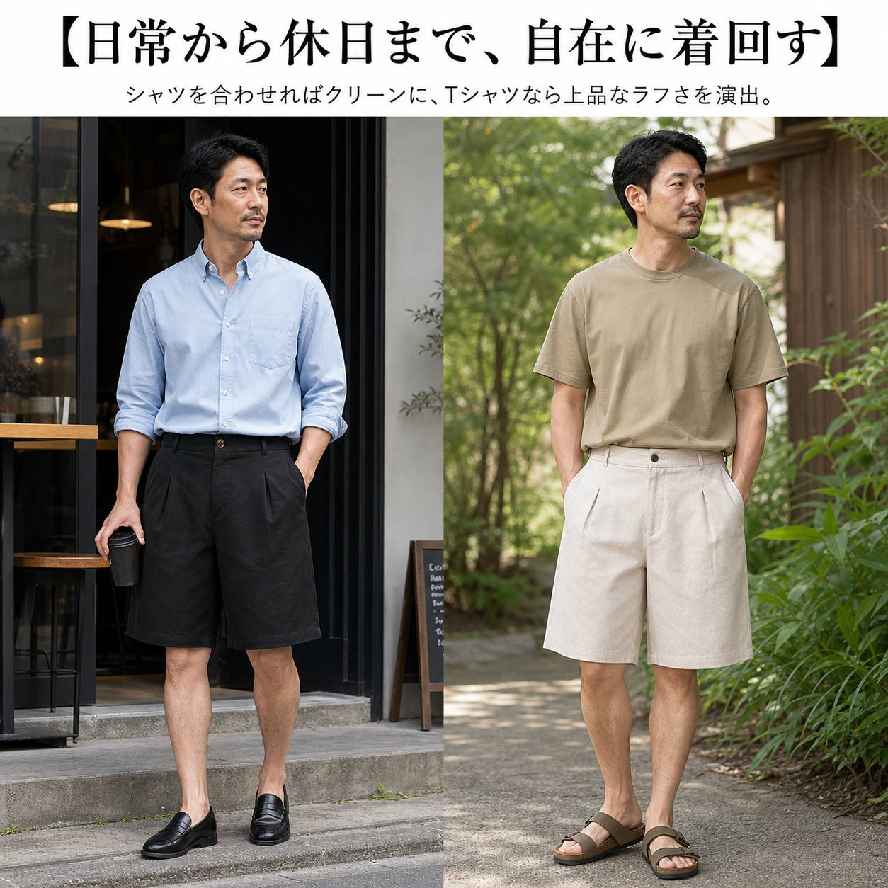 夏用オールドマネースタイル リネンゆったりメンズショートパンツ