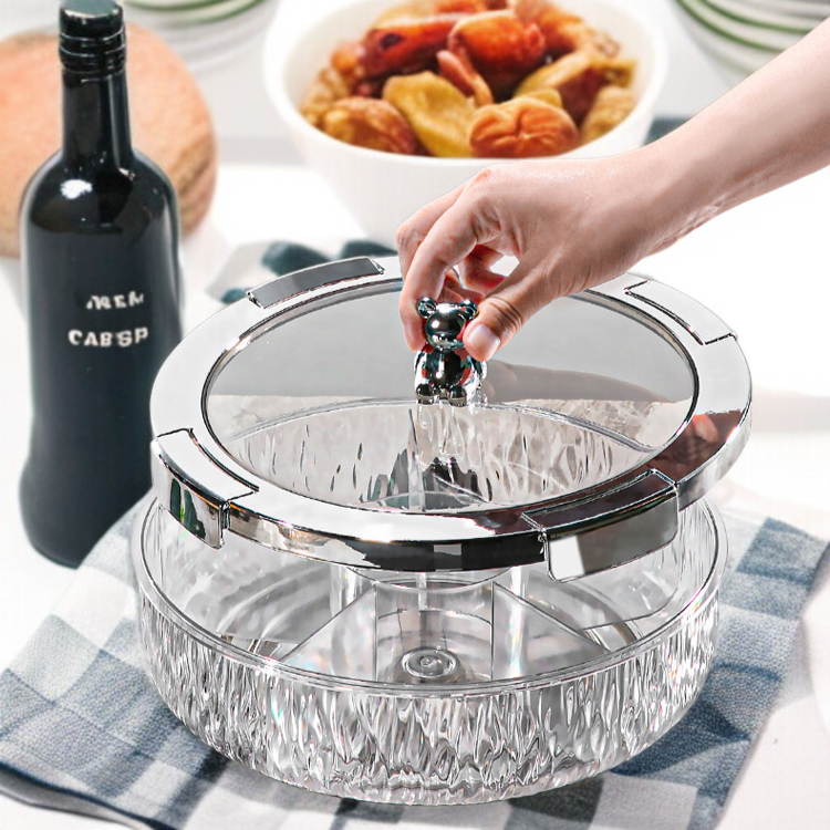 가정용 탁상 정리 수납함 화장품 수동 회전 밀폐 수납함 간식 방진 밀폐 수납함 버블 마터 액세서리 수납함