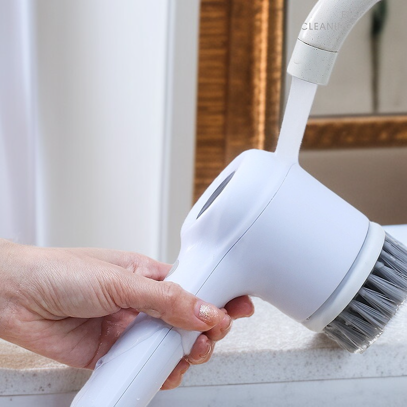 Electric cleaning brush with ergonomic handle for easy cleaning