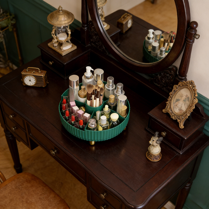 ชั้นวางสกินแคร์แบบหมุนขนาดใหญ่สำหรับโต๊ะ