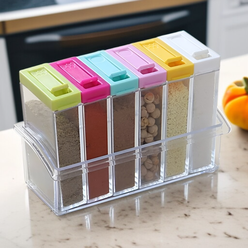 Juego de 6 especieros transparentes simples para cocina