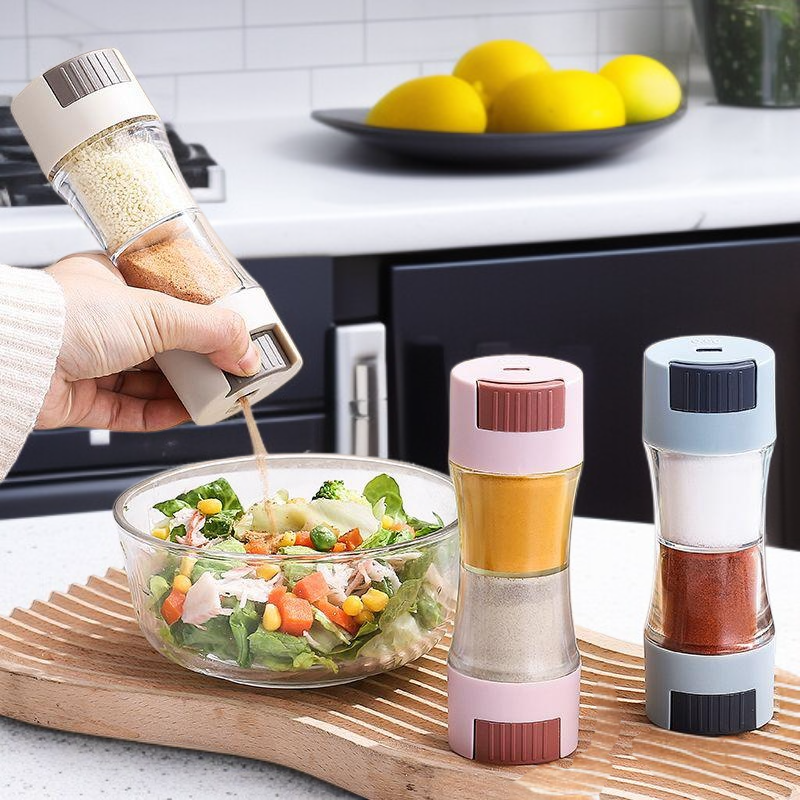 Hordozható mini fűszertartó doboz konyhai sóadagoló nyomófejjel