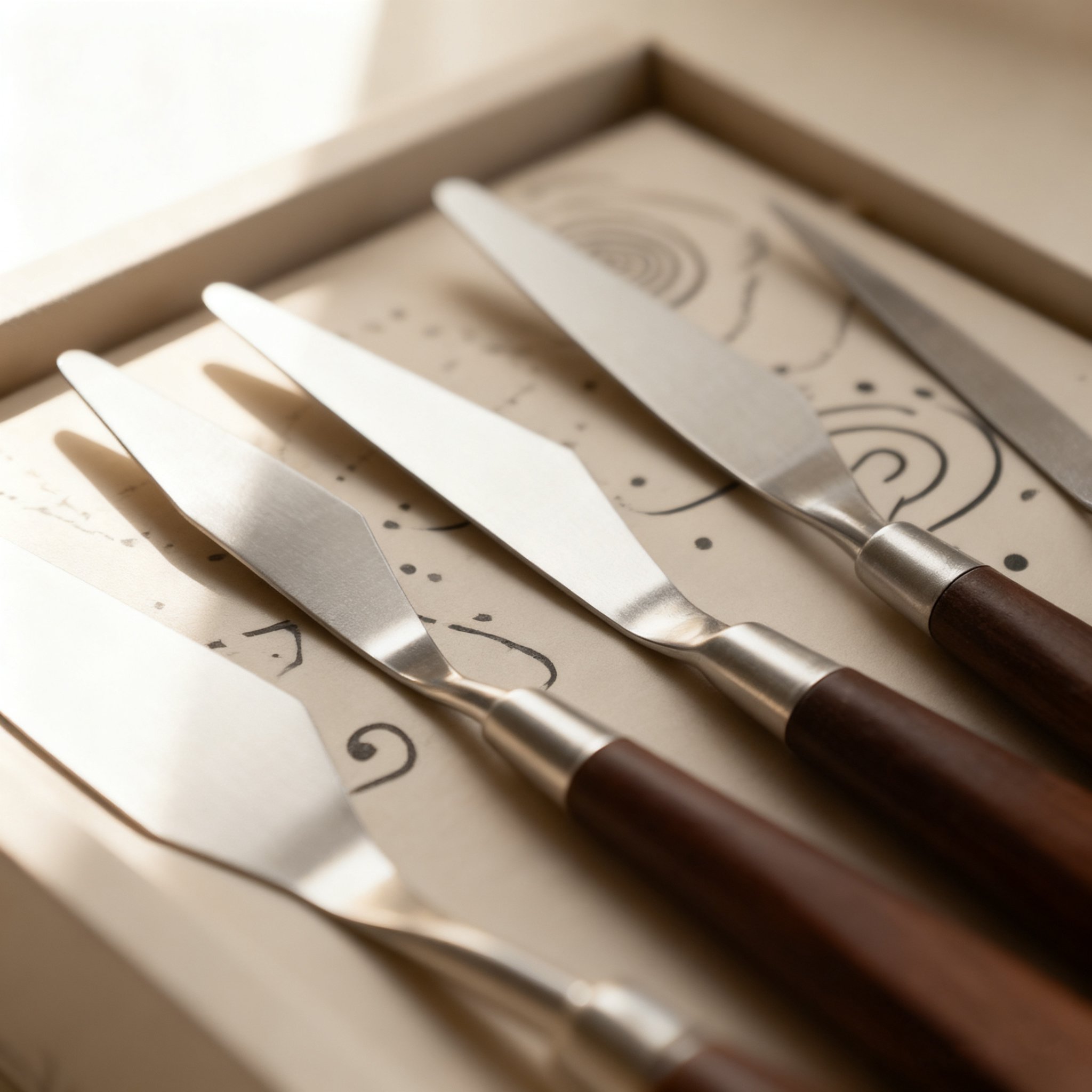 木製ハンドル付きアートパレットナイフセットの全体写真