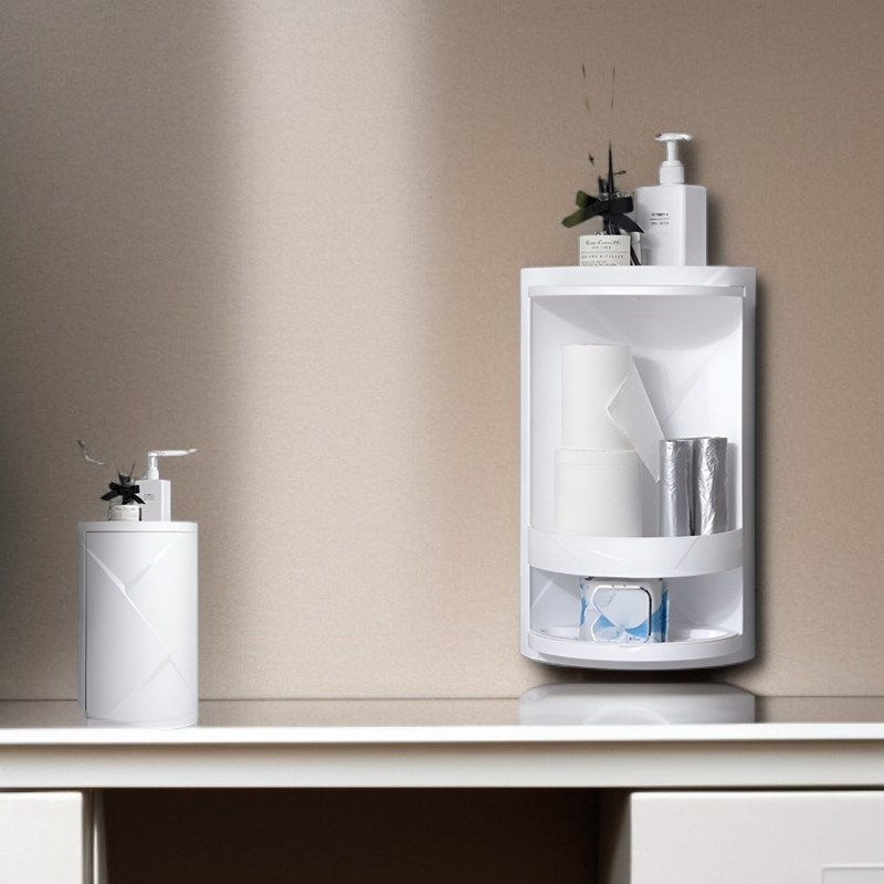 Badezimmer-Drehgestell, mehrschichtiges Toiletten-Eck-Wandaufbewahrungsbox, stanzfreies Duschaufbewa