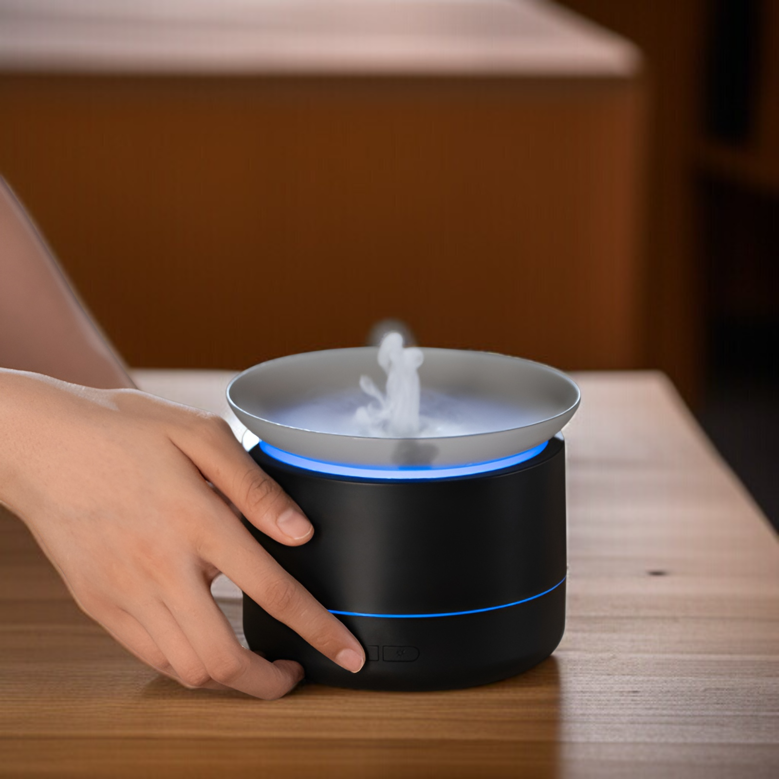 2025年新発売！家庭用のカラフルな霧が出るアロマディフューザー。デスクトップの雰囲気を演出するライトと雲の海風加湿器付き。