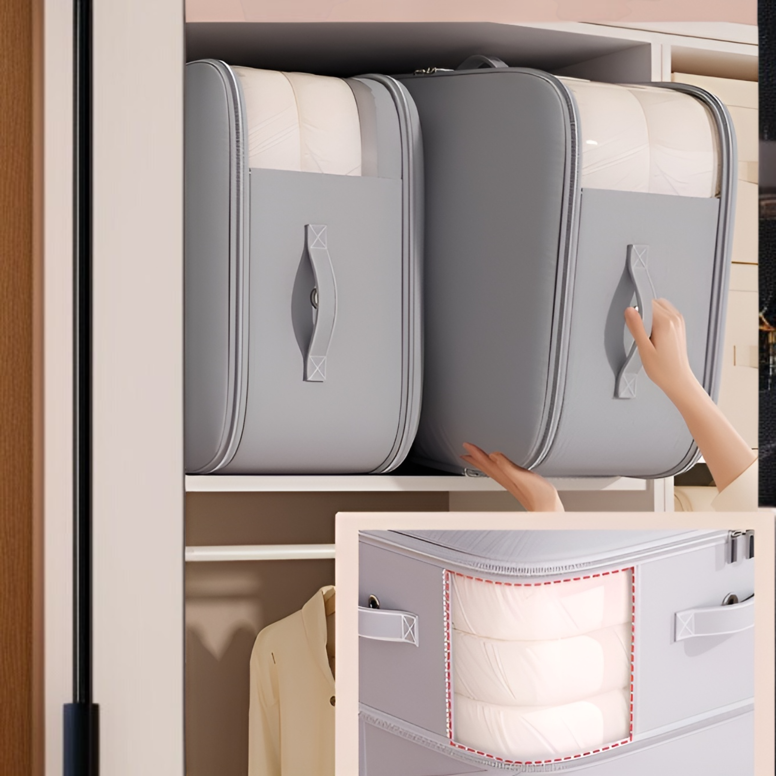 ダウンジャケット、キルト、シルクキルト用のキルト収納バッグ、冬物季節衣類や寝具収納バッグ用の特別な圧縮バッグ