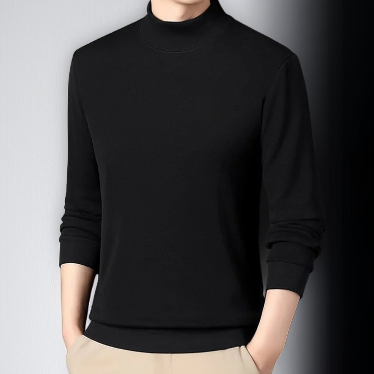 남성용 퍼안감 추가 두꺼운 반넥 스웨터