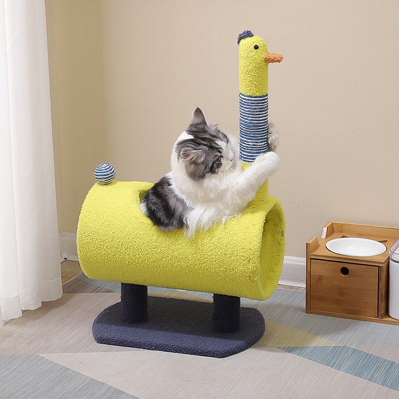 All-in-One Cat Scratching Post with Play Area and Nest