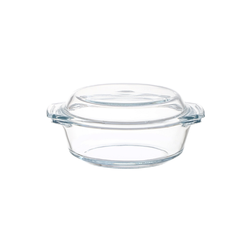 Crystal glass bowl with lid and handles