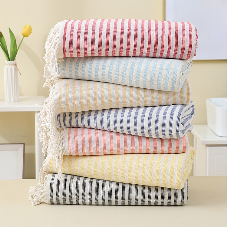 Extra Large Thick Absorbent Striped Bath Towel with Tassels
