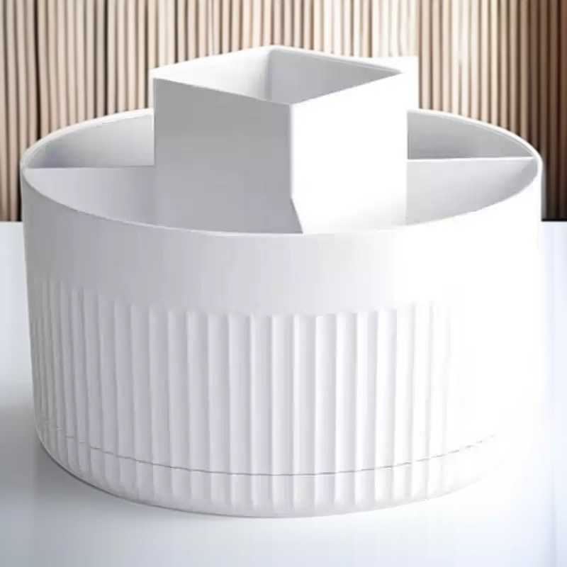 Organizador de maquillaje giratorio con compartimentos amplios