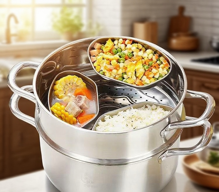 家用食品級不銹鋼蒸盒外觀展示