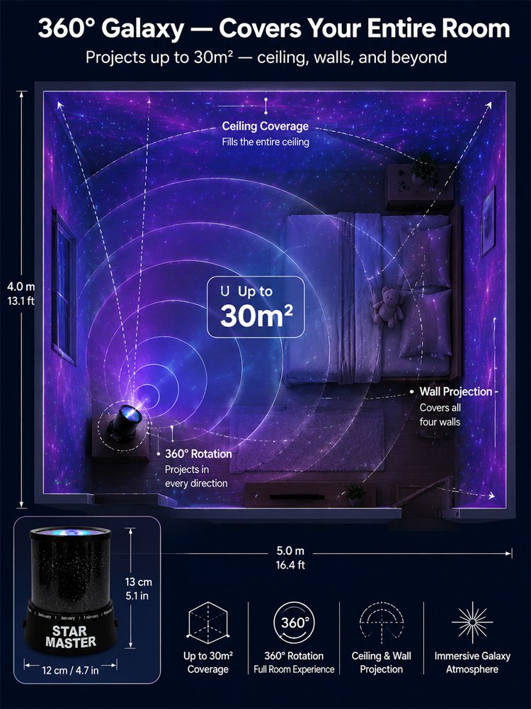 Dreamy Starry Sky – Rotatable Star Projector Lamp