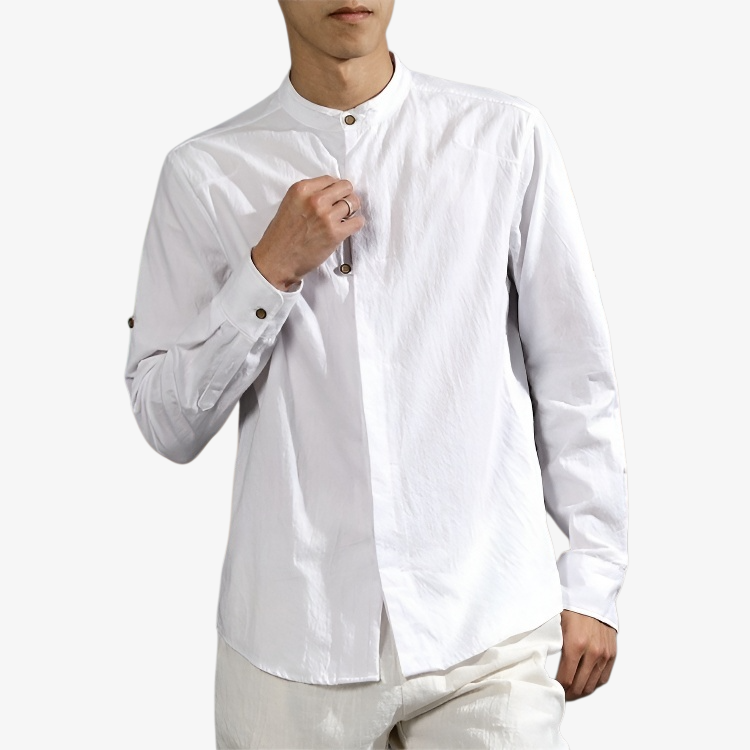 편안한 남성 긴팔 린넨 셔츠