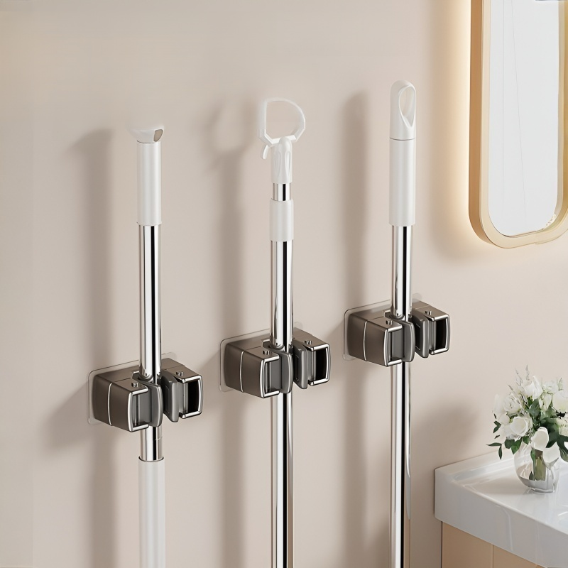 No-Drill Cleaning Tool Holder for Bathroom, Wall Hanging Storage Rack