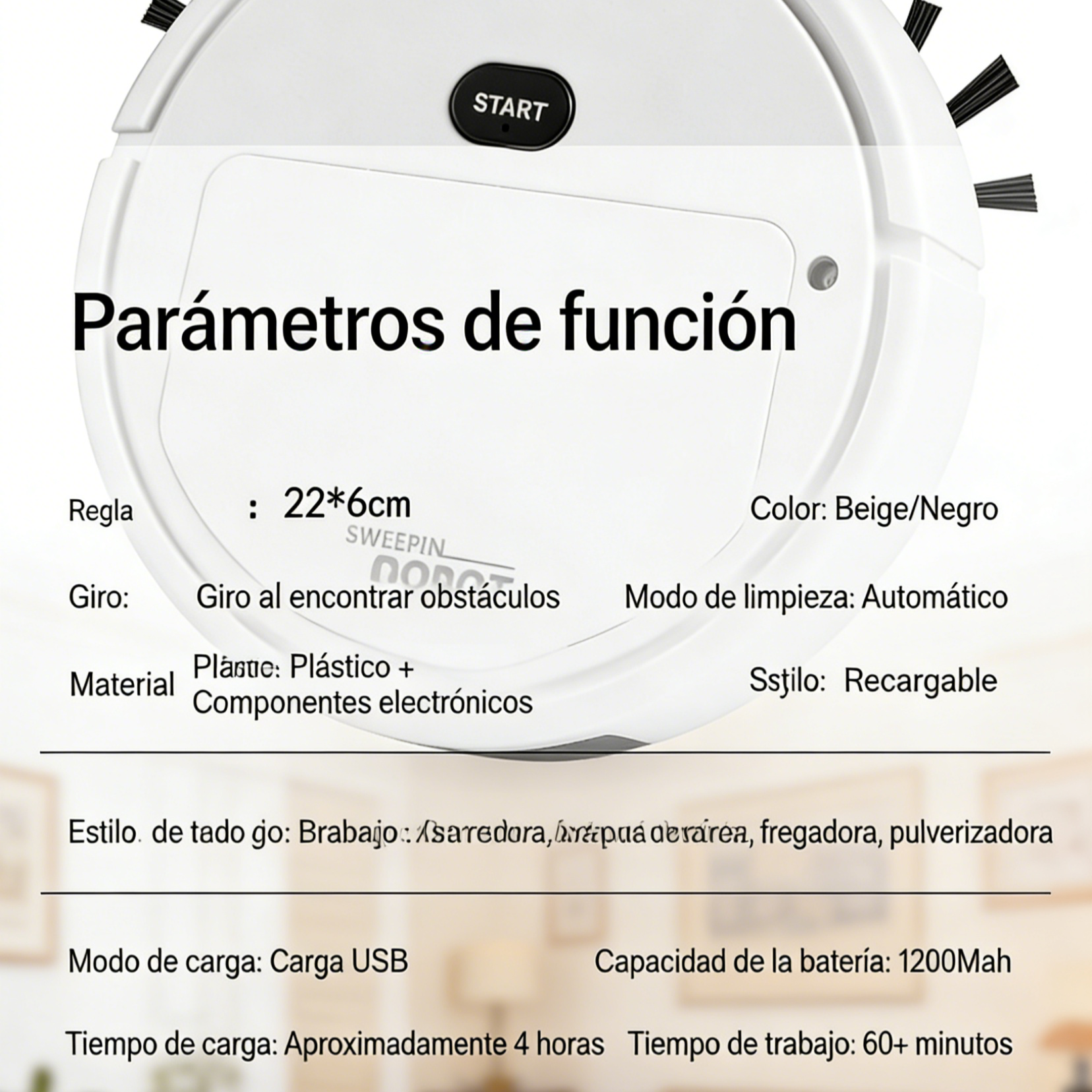 Robot aspirador inteligente multifunción mini totalmente automático