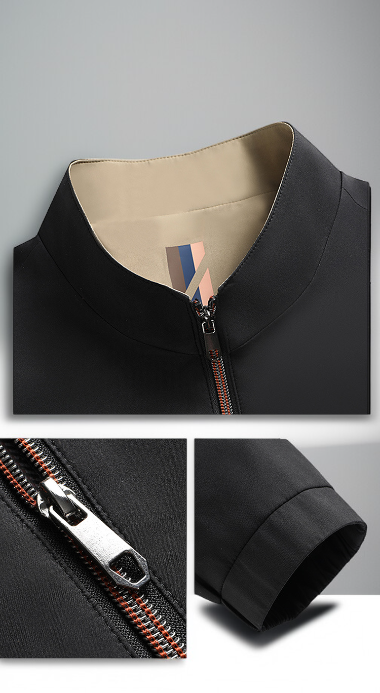 남성 스탠드 칼라 재킷 소재 확대