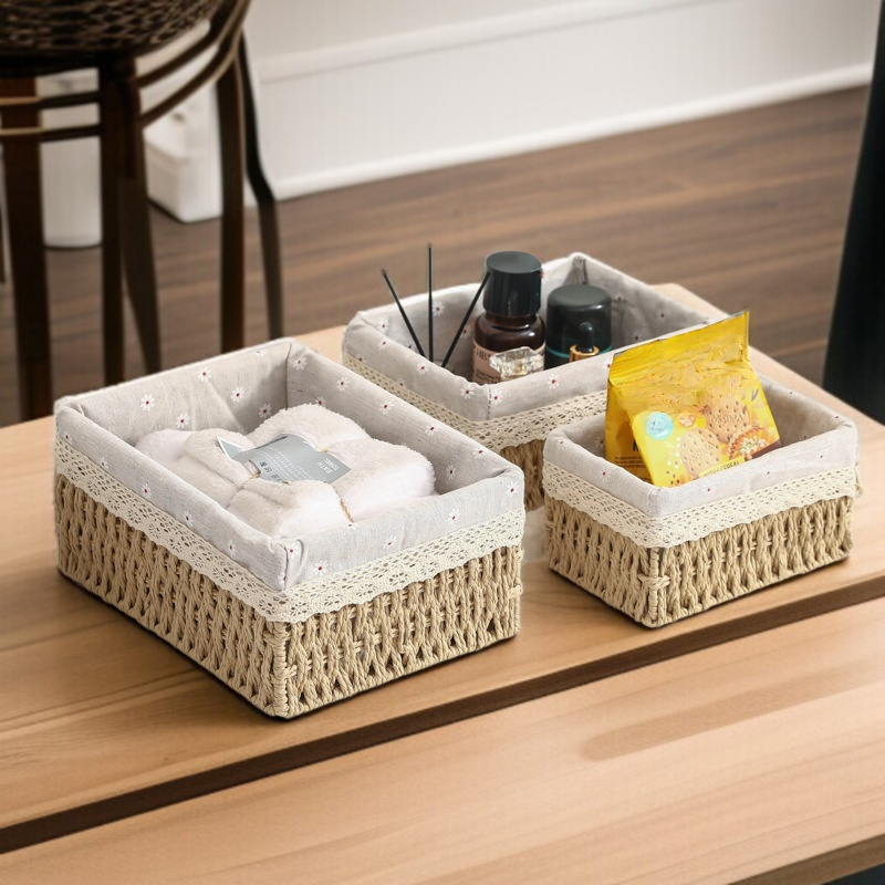 전원 패브릭 수납 바구니 넝쿨 화장품 수납 바구니 짜임 더티 바구니 수납 바구니 전원 패브릭 액세서리 바구니