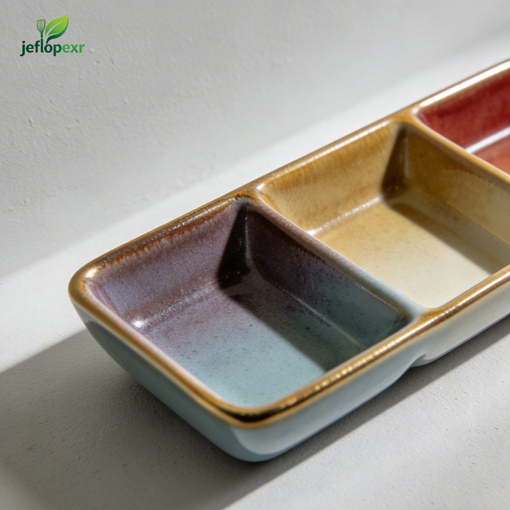 Platos de cerámica para mojar con compartimentos (paquete de 5)