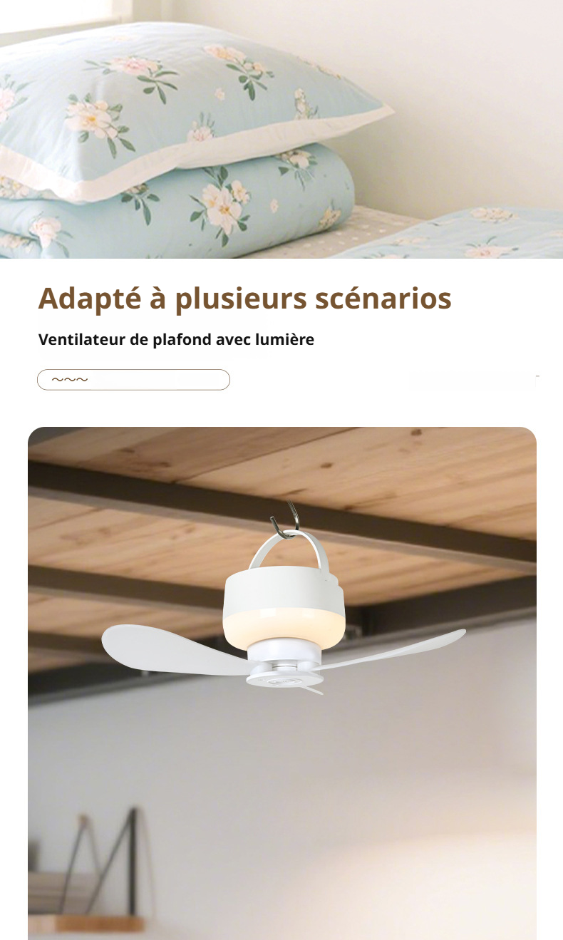 Installation facile du mini ventilateur de plafond USB