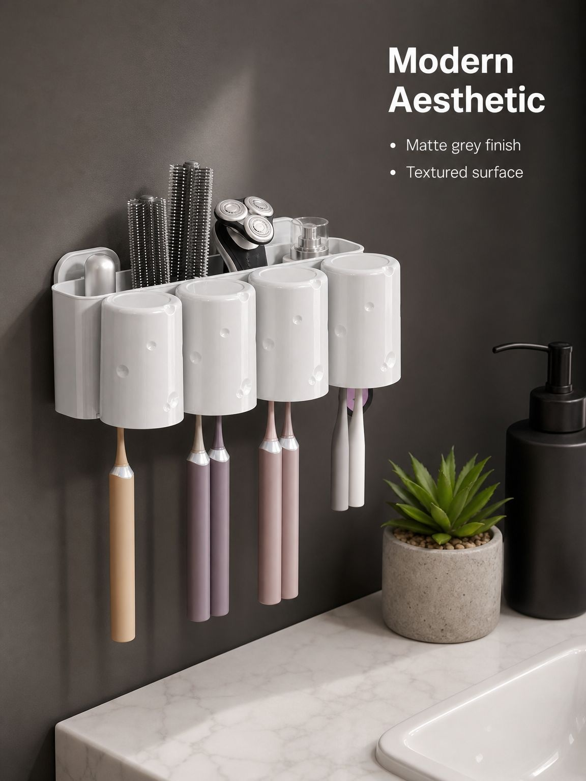Bottom drainage hole design on the toothbrush stand for fast hygienic drying