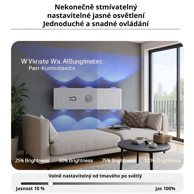 Vnitřní nástěnná lampa s magnetickým uchycením a detekcí pohybu osob
