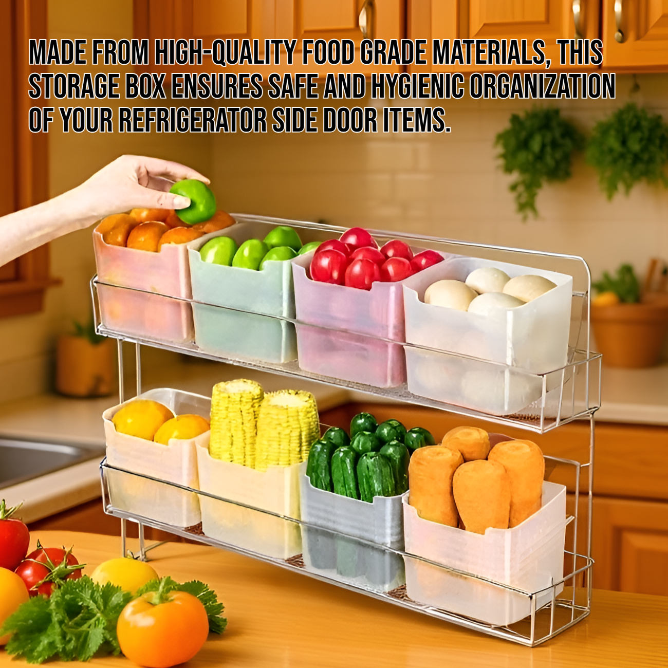 Food grade refrigerator side door dedicated storage box