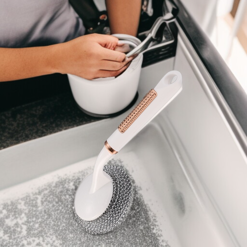 家庭用ワイヤーボールブラシ キッチンクリーニング多機能ノンスティック洗浄ポットロングハンドル鍋ブラシ