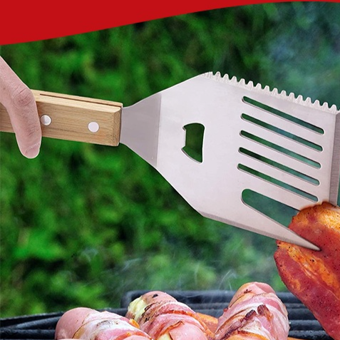 Multi-functional barbecue spatula
