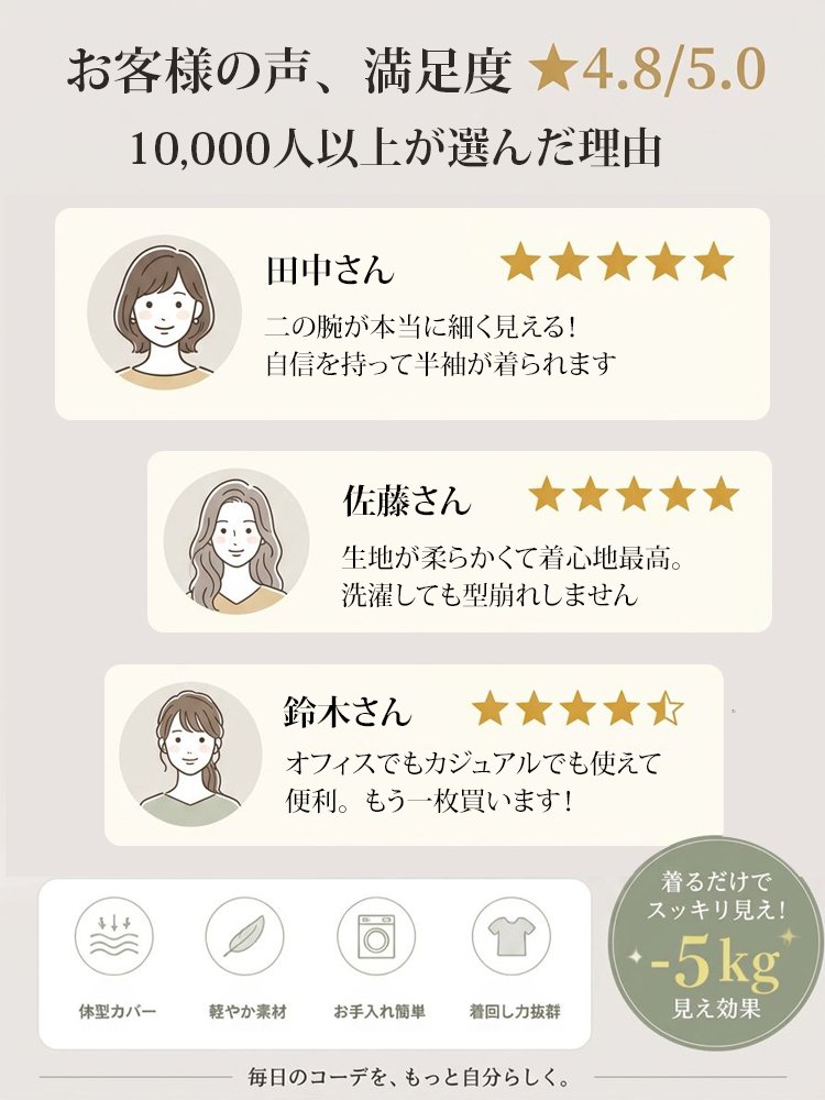 レディースプリーツスリーブTシャツ